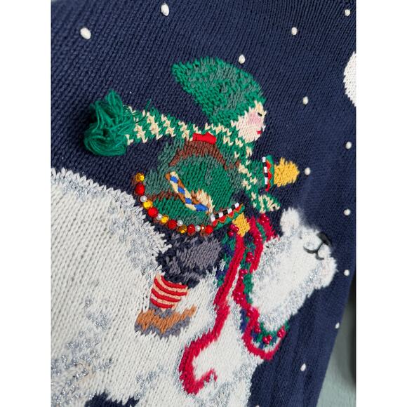 Vintage Marisa Christina Mary Engelbreit HandKnit Polar Bear Sweater 3D Details - Picture 4 of 6